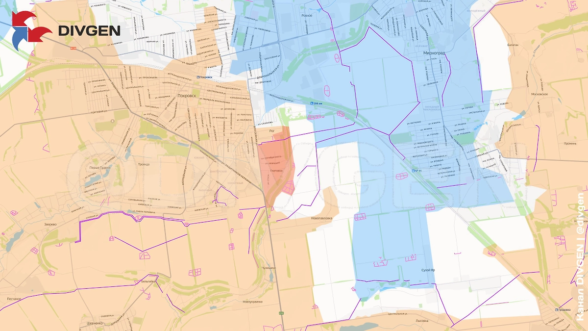 Карта зоны СВО на 3 ноября 2025 года. Фото © Telegram / divgen