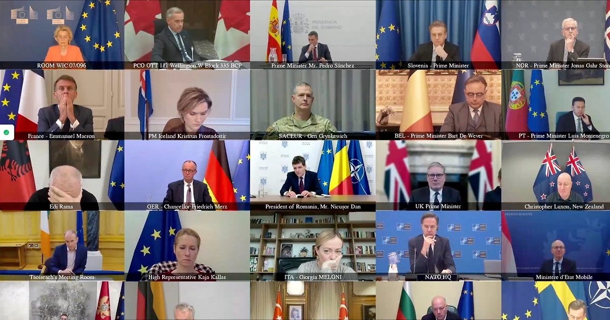 Представители стран слушают речь Владимира Зеленского, (Эди Рама первый слева в третьем ряду). Фото © X / Volodymyr Zelenskyy / Володимир Зеленський