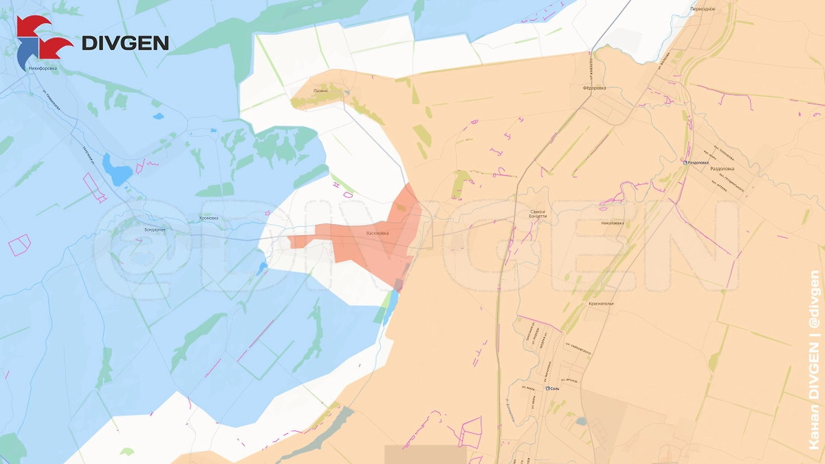 Карта СВО на 28 ноября 2025 года. Армия России выбила ВСУ из Васюковки. Фото © Telegram / divgen