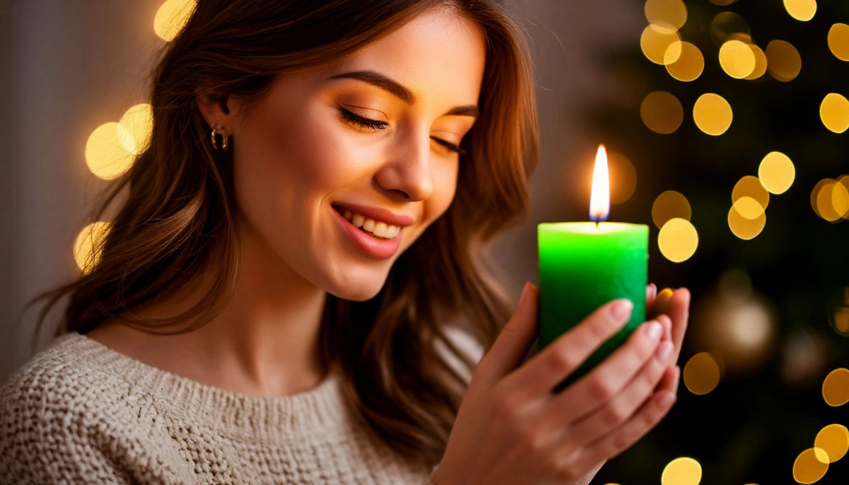 Среди самых известных ритуалов на привлечение денег есть новогодняя практика с зелёной свечой. Фото © «Шедеврум»