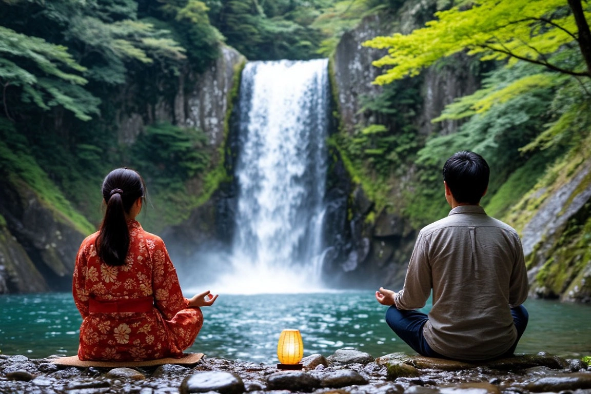 Медитация у водопада — эта примета на зачатие популярна в Японии. Фото © «Шедеврум»