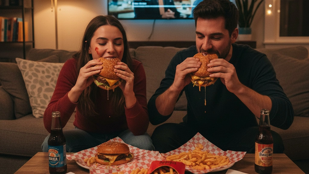 Конечно, сладкая газировка и вредная еда вредят организму. Но это если употреблять их каждый день. А раз в неделю это полезно для психики. Фото © Nano Banana
