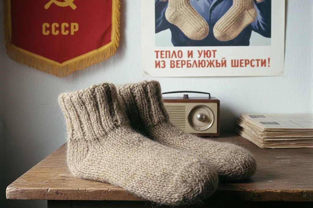 Ещё один кошмар советских и постсоветских детей — носки из шерсти верблюда. Фото © Nano Banana AI