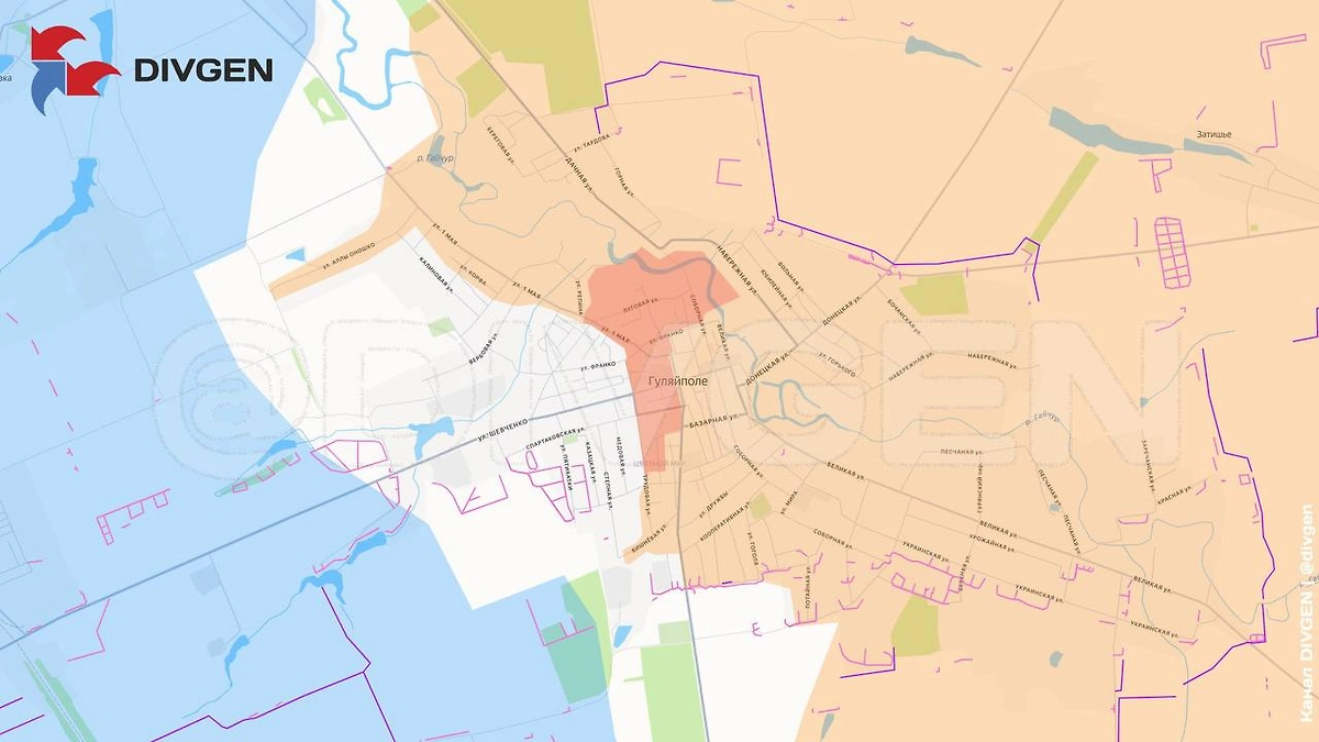 Карта СВО на 28 декабря 2025 года. Армия России освободила Гуляйполе. Фото © Telegram / divgen