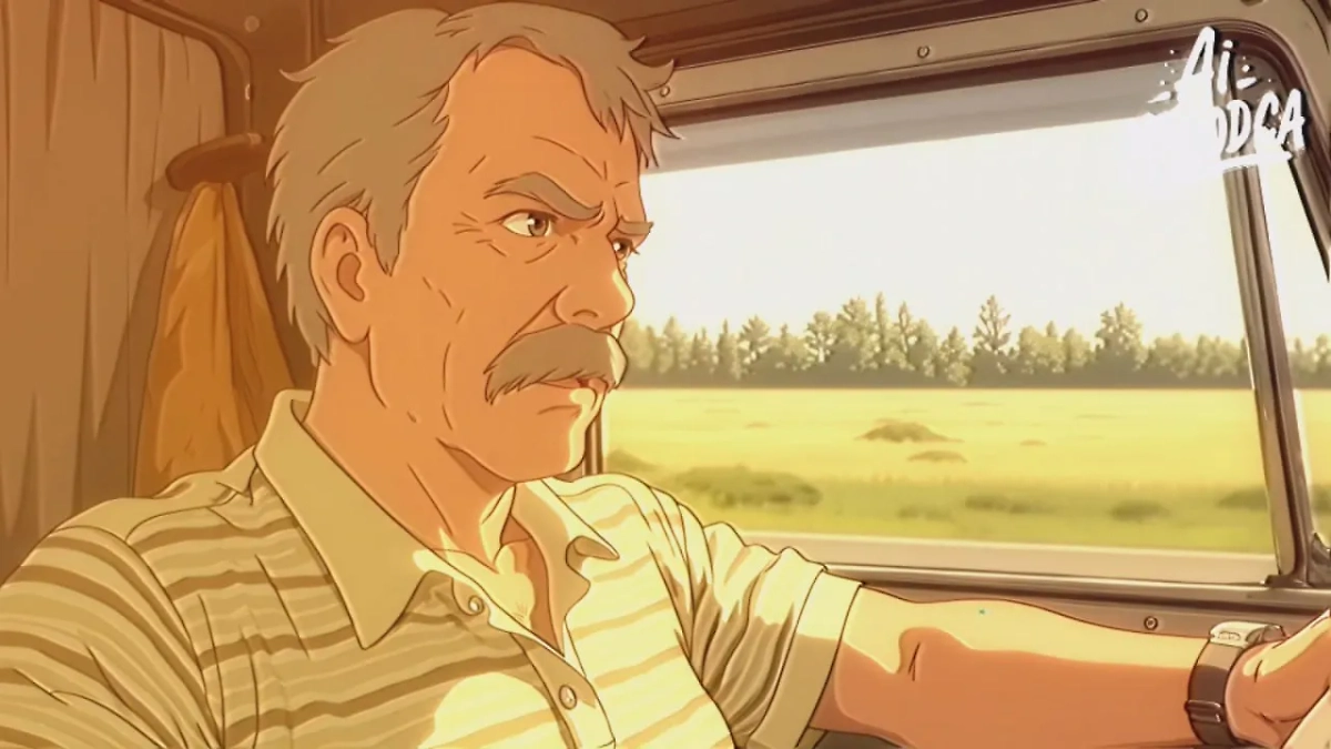 Иваныч из «Дальнобойщиков», нарисованный нейросетью, пожалуй, ещё более серьёзен, чем в жизни. Фото © Telegram / trends