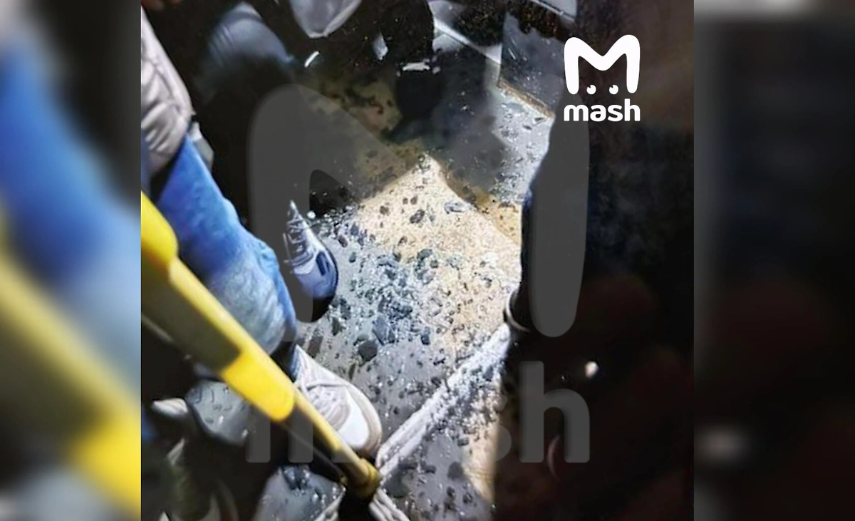 Дрон взорвался возле маршрутки в Подмосковье. Фото © Telegram / Mash