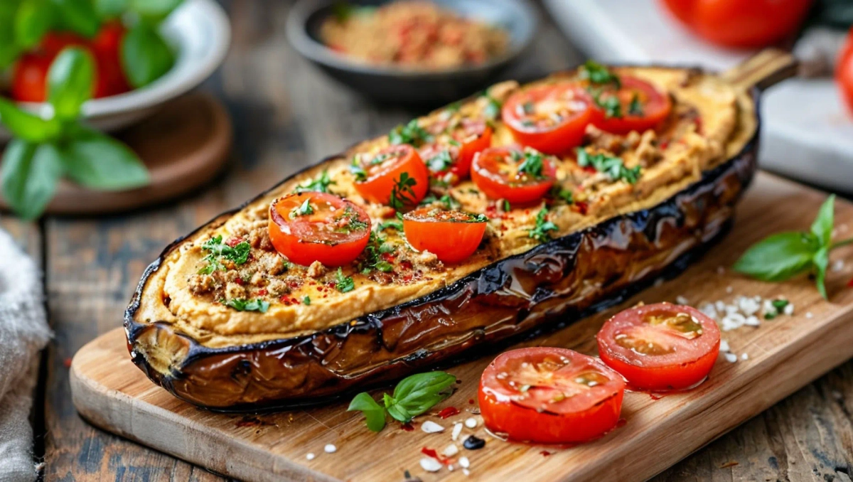 Действительно элитное постное блюдо с баклажаном и хумусом от Константина Ивлева. Фото © «Шедеврум» 