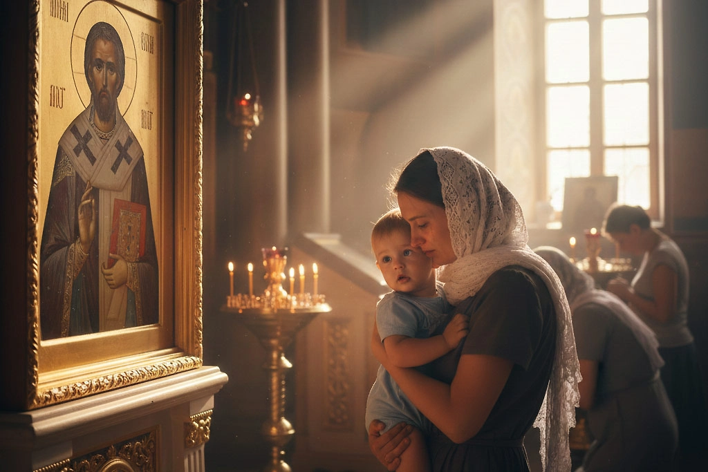 Молитва святому Николаю Чудотворцу об исцелении ребёнка: текст © Nano Banana AI