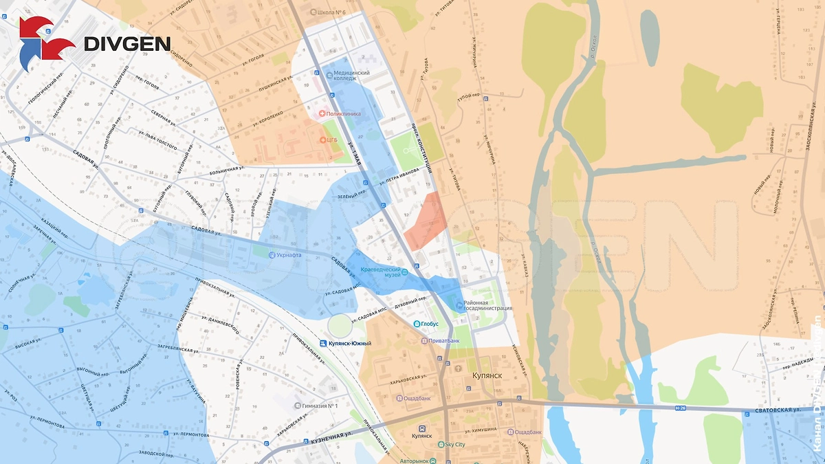 Карта СВО на 14 января 2026 года. Фото © Telegram / DIVGEN 🚩 Карта СВО