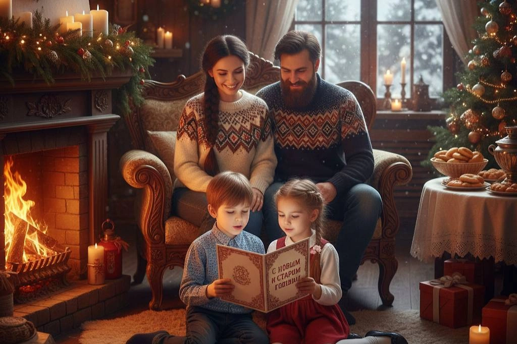 Поздравления родным со старым Новом годом 2026. Фото © Nano Banana AI