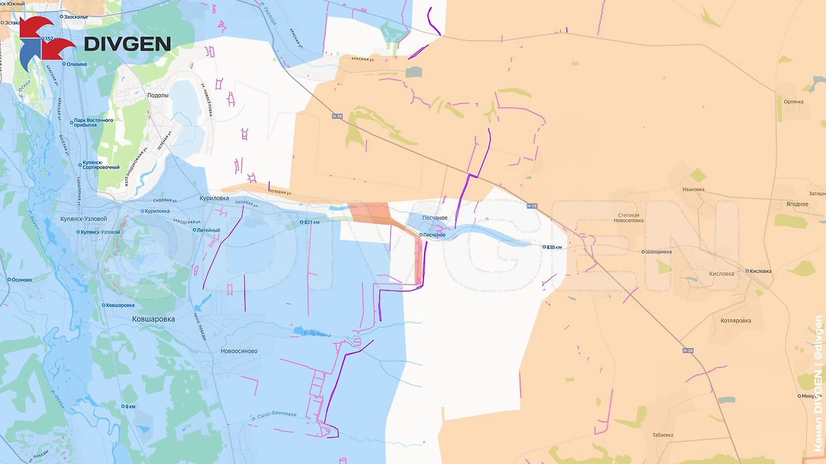 Карта СВО на 26 января 2026 года. Армия России закрепляется у Песчаного © Telegram / divgen