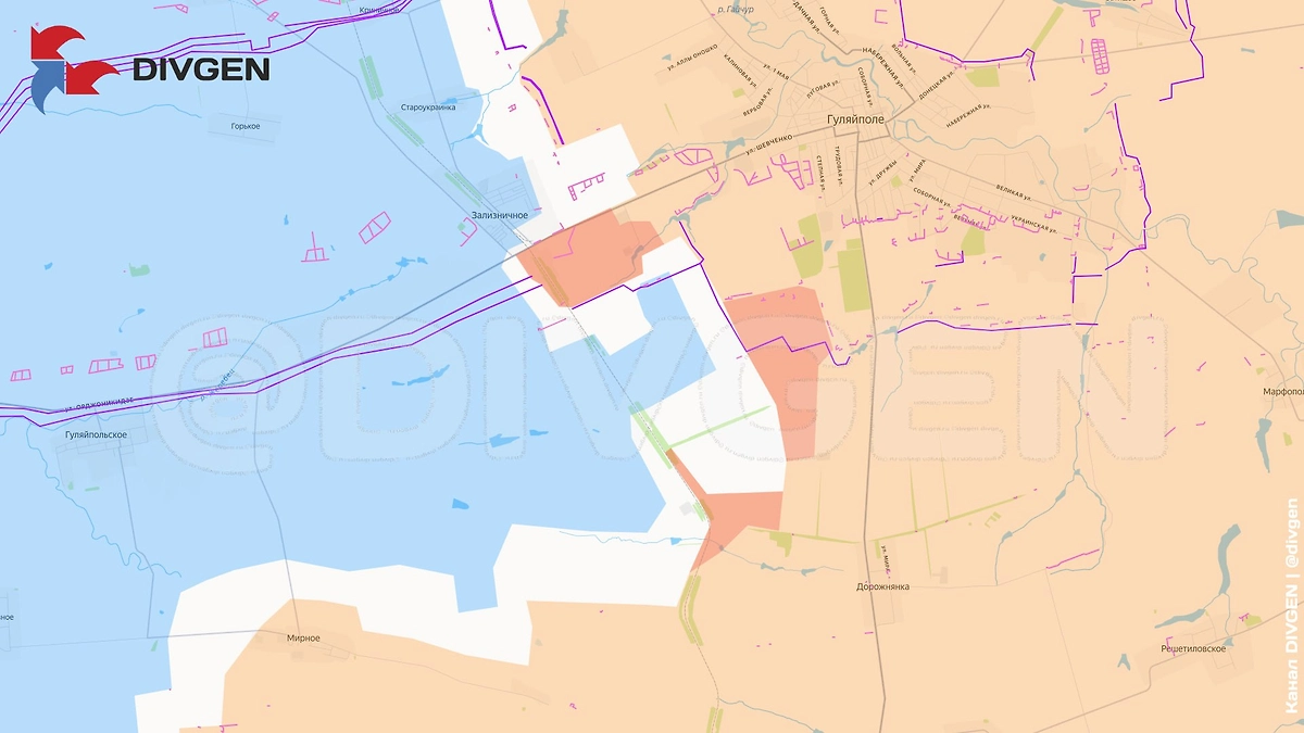 Карта СВО на 27 января 2026 года. Армия России продвигается у освобожденного запорожского Гуляйполя. Фото © Telegram / DIVGEN 🚩 Карта СВО