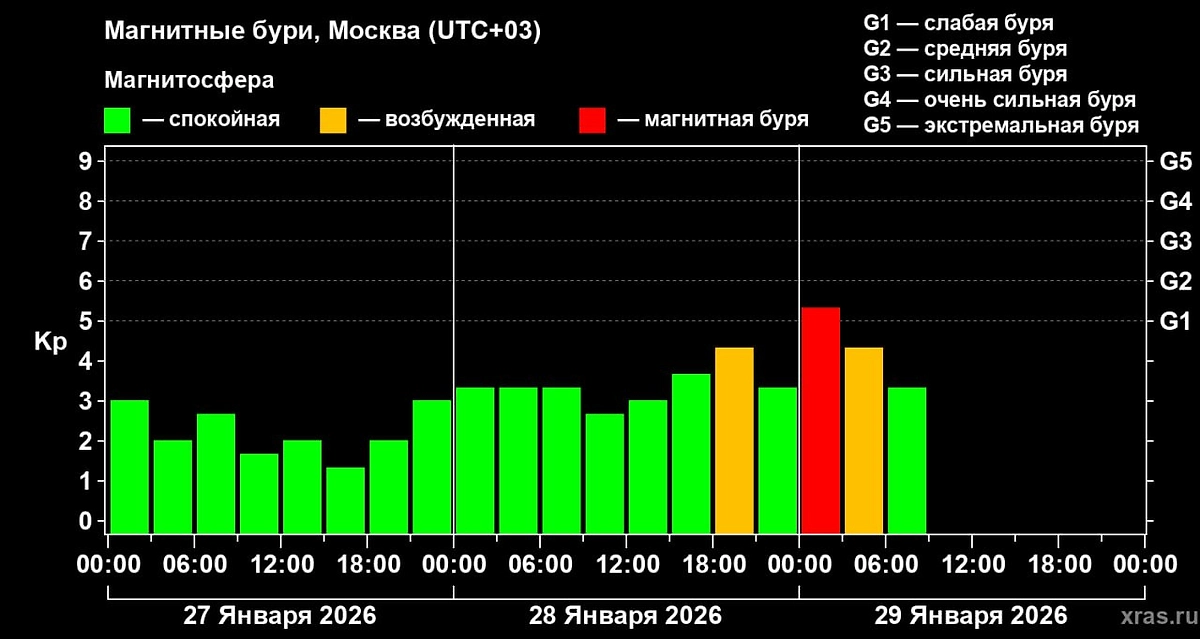 Слабая магнитная буря ожидается на Земле в ближайшие сутки. Фото © Telegram / Лаборатория солнечной астрономии (XRAS)