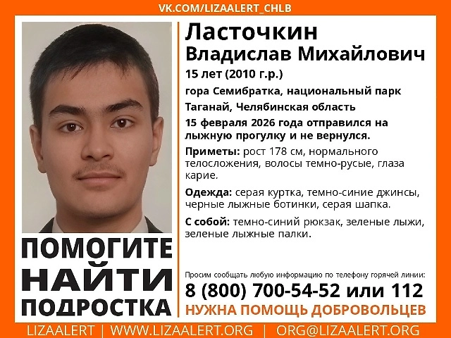 Информация о подростке, пропавшем в Челябинской области. Фото © VK / «Поисковый отряд "ЛизаАлерт" Челябинской области»