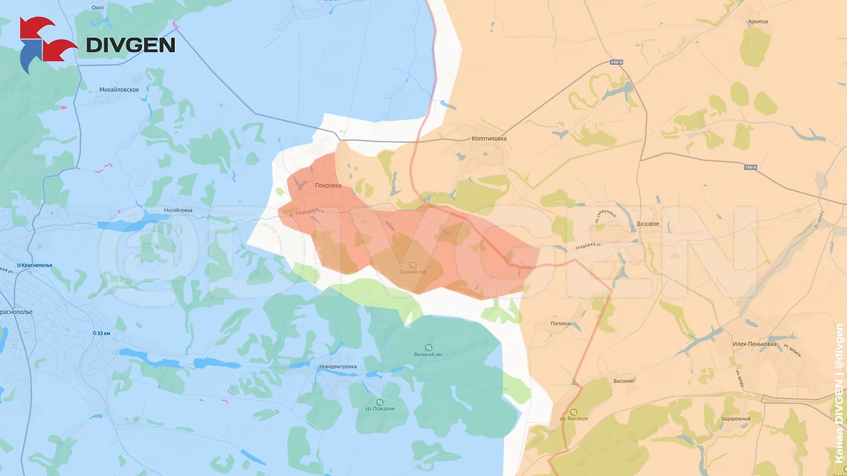 Бойцы ГВ «Север» продолжают расширять зону безопасности в Сумской области. В ходе ожесточённых боёв штурмовые подразделения 34-й гв. ОМСБр (горной) ГВ «Север», сломив сопротивление 122-й ОБр ТРО и 253-й ОШП «Арей» ВСУ, освободили село Покровка Краснопольского района. Фото © Telegram / DIVGEN 🚩Карта СВО