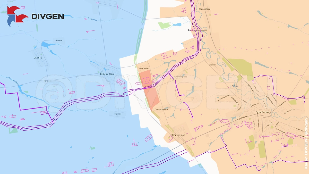 Карта СВО на 19 февраля 2026 года. Штурмовики «Востока» взяли под контроль населённый пункт Криничное. Фото © Telegram / DIVGEN 🚩 Карта СВО