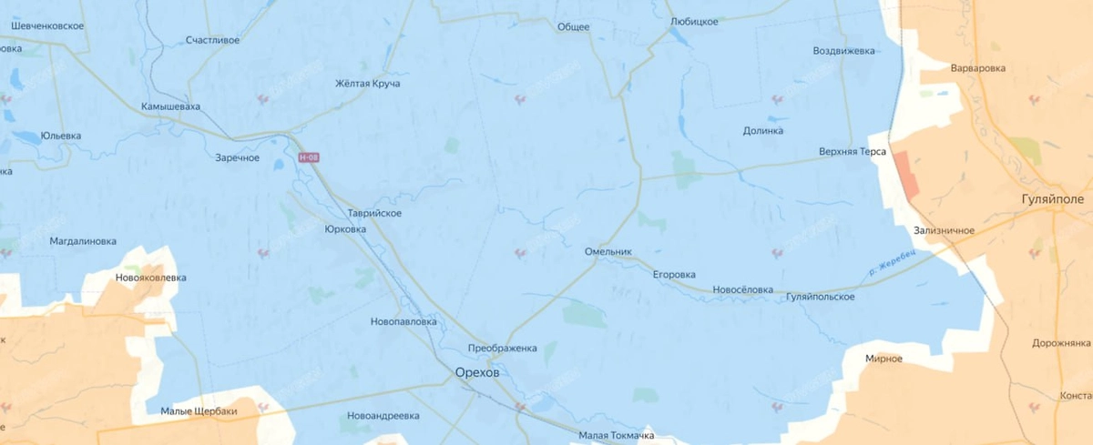 Карта СВО февраль 2026 года. Подразделения ВС РФ продвигаются в Запорожской области. Фото © divgen.ru