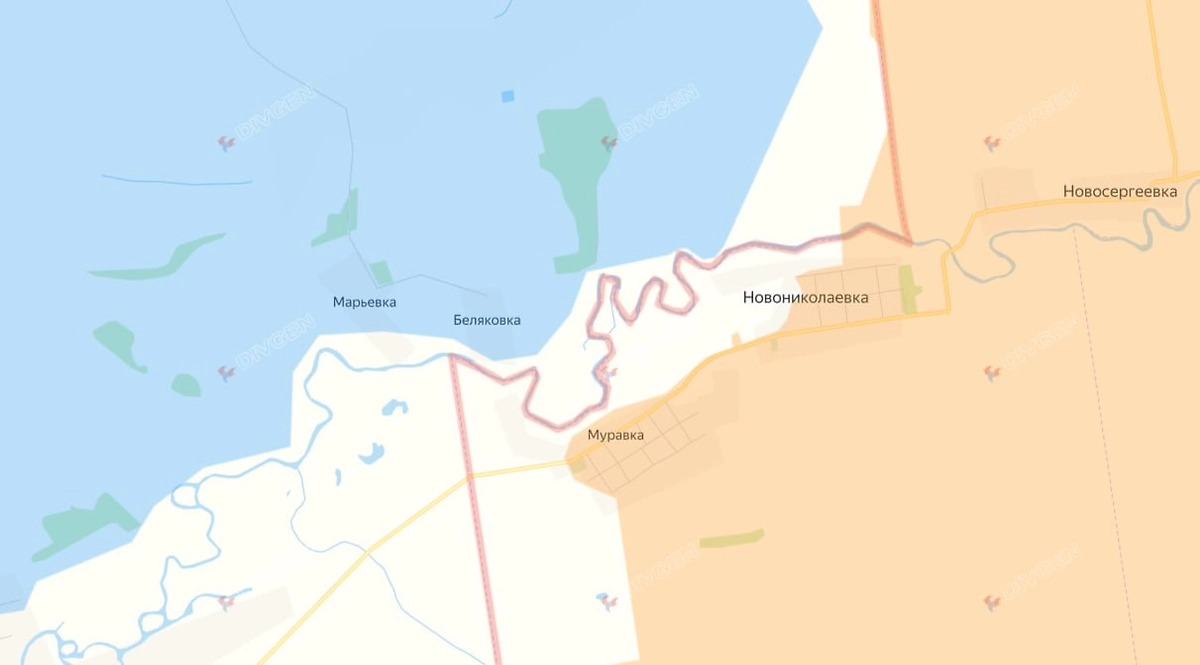 Карта СВО на 26 февраля 2026 года. Группировка войск «Центр» освободила Краснознаменское в Днепропетровской области. Фото © divgen