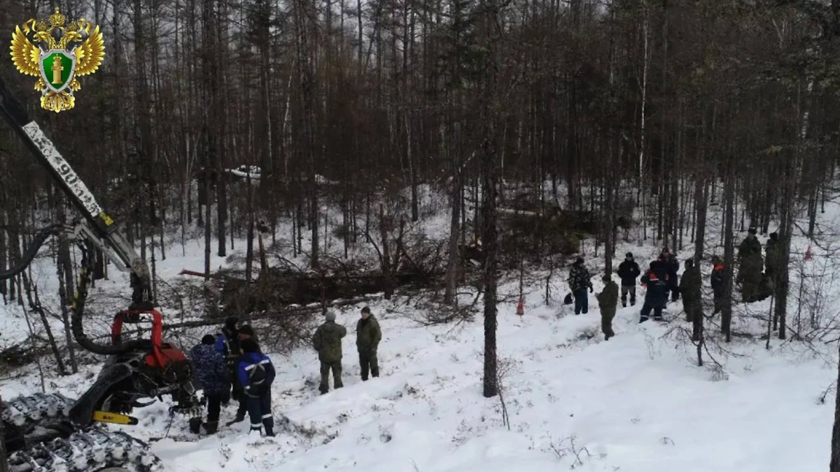 Место крушения вертолёта в Амурской области. Фото © Telegram / Восточно-Сибирская транспортная прокуратура
