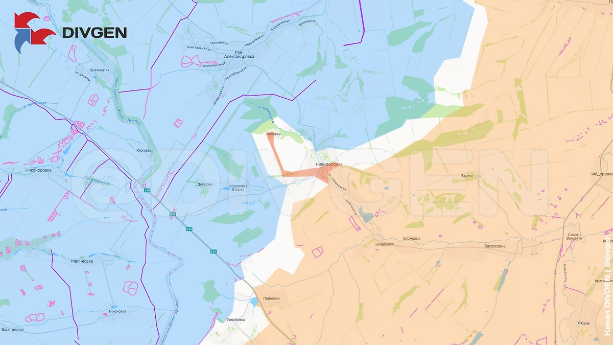 Карта СВО на 24 февраля 2026 года. ВС РФ наступают в ДНР. Фото © Telegram / divgen