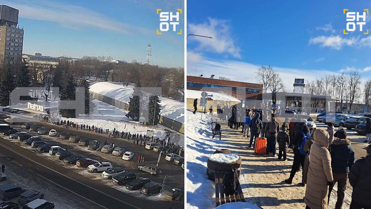 На российско-эстонской границе образовались длинные очереди. Фото © SHOT