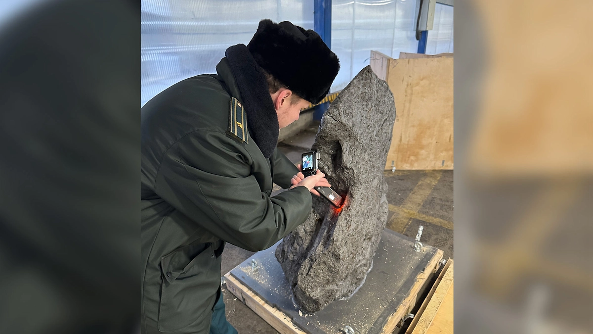 Фрагмент метеорита весом более 2,5 т не дали вывезти из России в Британию таможенники. Фото © ФТС России