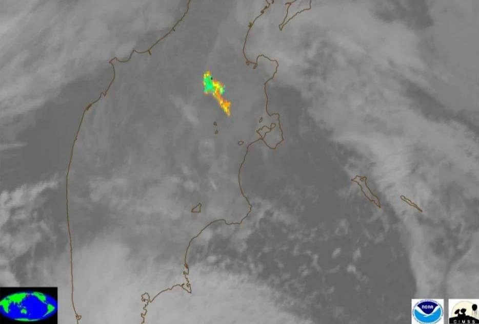 Распространение пеплового облака. Фото © Telegram / Камчатский филиал ФИЦ ЕГС РАН