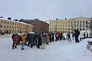 В Хельсинки прошёл марш-митинг против закрытия границы с Россией