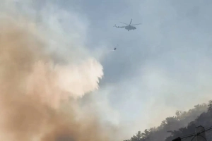 Площадь пожара в Крыму увеличилась до 5 га, к тушению привлекли вертолёты
