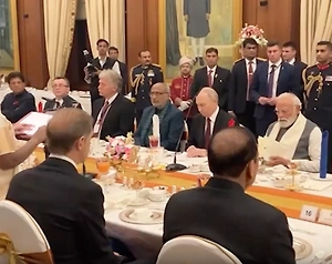 Кремль показал кадры государственного приёма Путина в Президентском дворце Индии