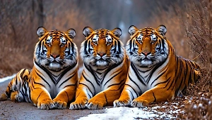 «Не подбросите?» Три тигра у дороги – уникальное видео сняли в Приморье