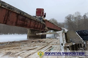 Мост рухнул в Приморье под тяжестью лесовоза
