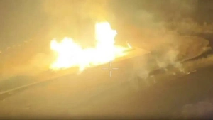 Появилось видео с пожаром на ГИС «Суджа» в Курской области после атаки ВСУ