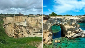 Утёс Арка влюблённых на юге Италии обрушился из-за сильного ветра